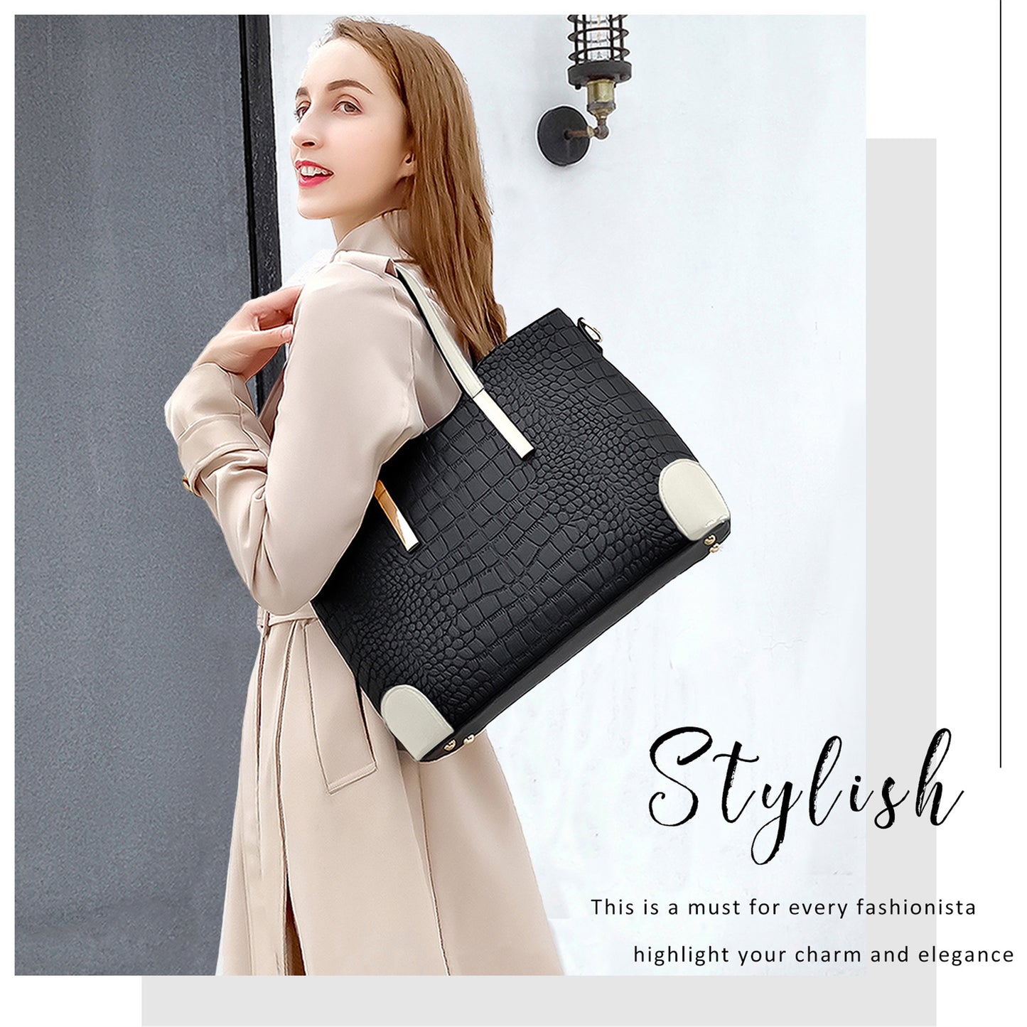 AICARE Women's 2-Piece Handbag Tote Bag Set with Matching Wallet