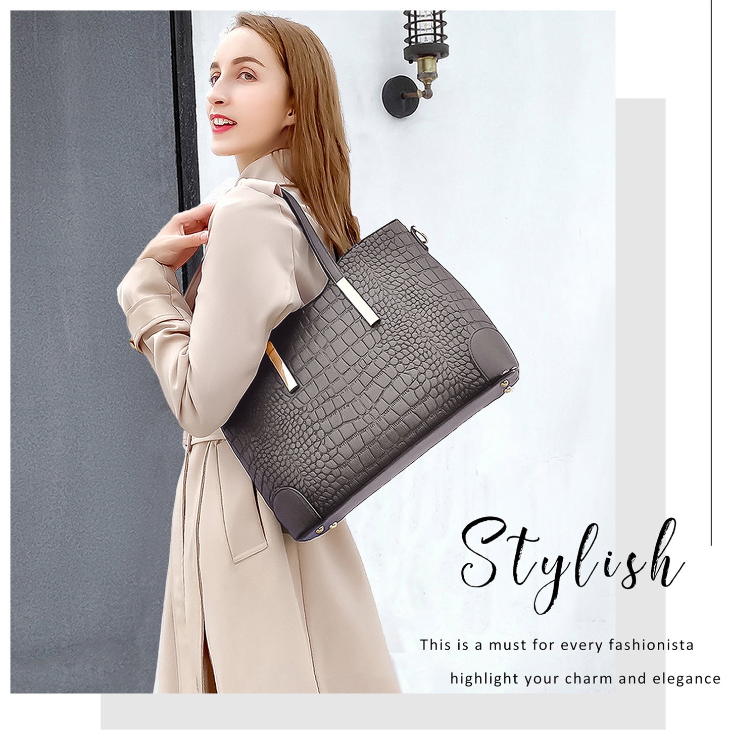 AICARE Women's 2-Piece Handbag Tote Bag Set with Matching Wallet