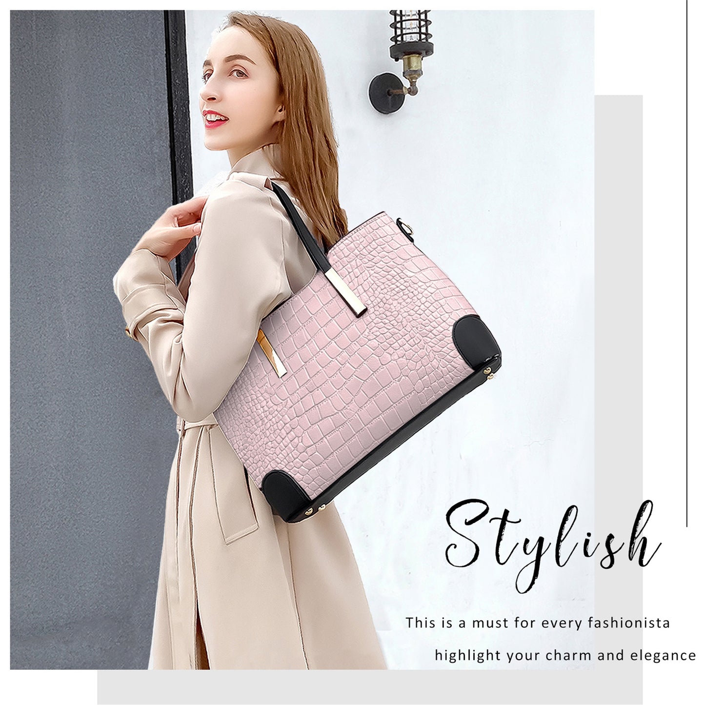 AICARE Women's 2-Piece Handbag Tote Bag Set with Matching Wallet