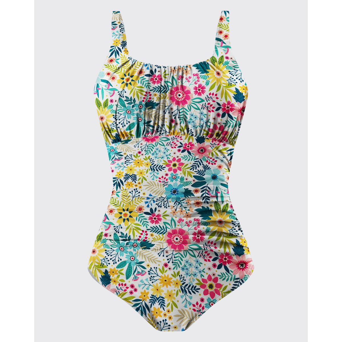 AICARE Women's One Piece Swimsuit Ruched Tummy Control Square Neck Bathing Suits