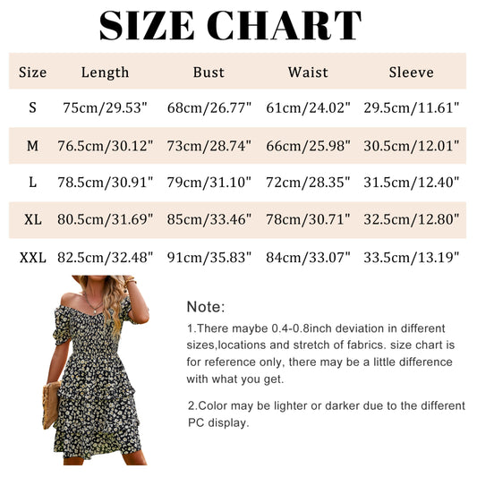 AICARE Summer Casual Dresses for Women Floral Pattern Ruffle Short Sleeve A Line Flowy Mini Dress