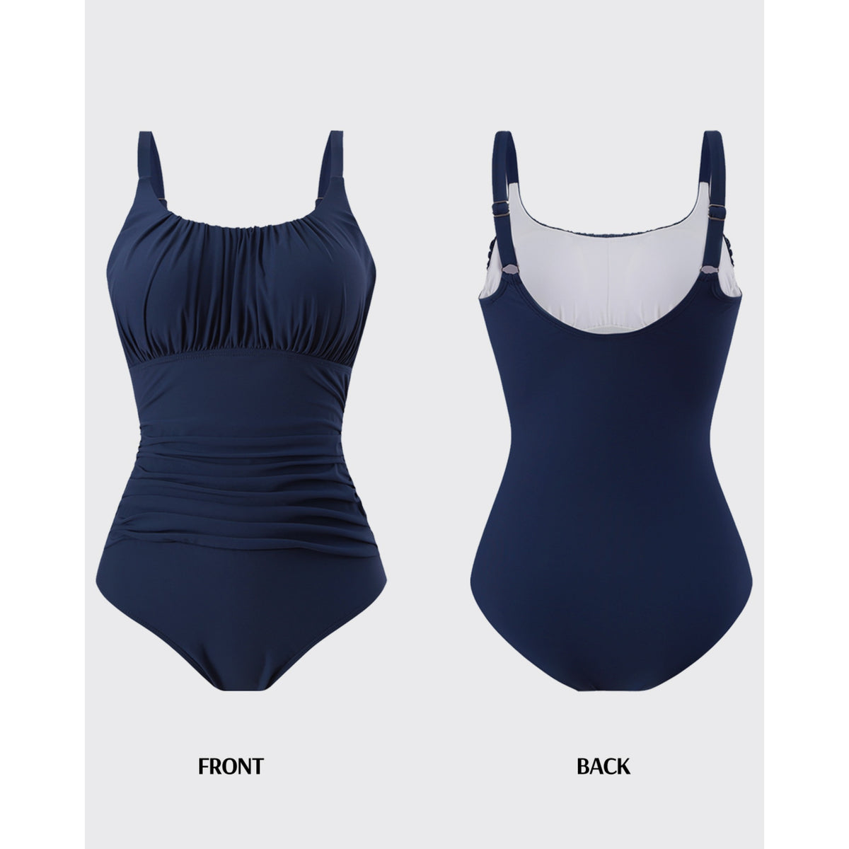 AICARE Women's One Piece Swimsuit Ruched Tummy Control Square Neck Bathing Suits