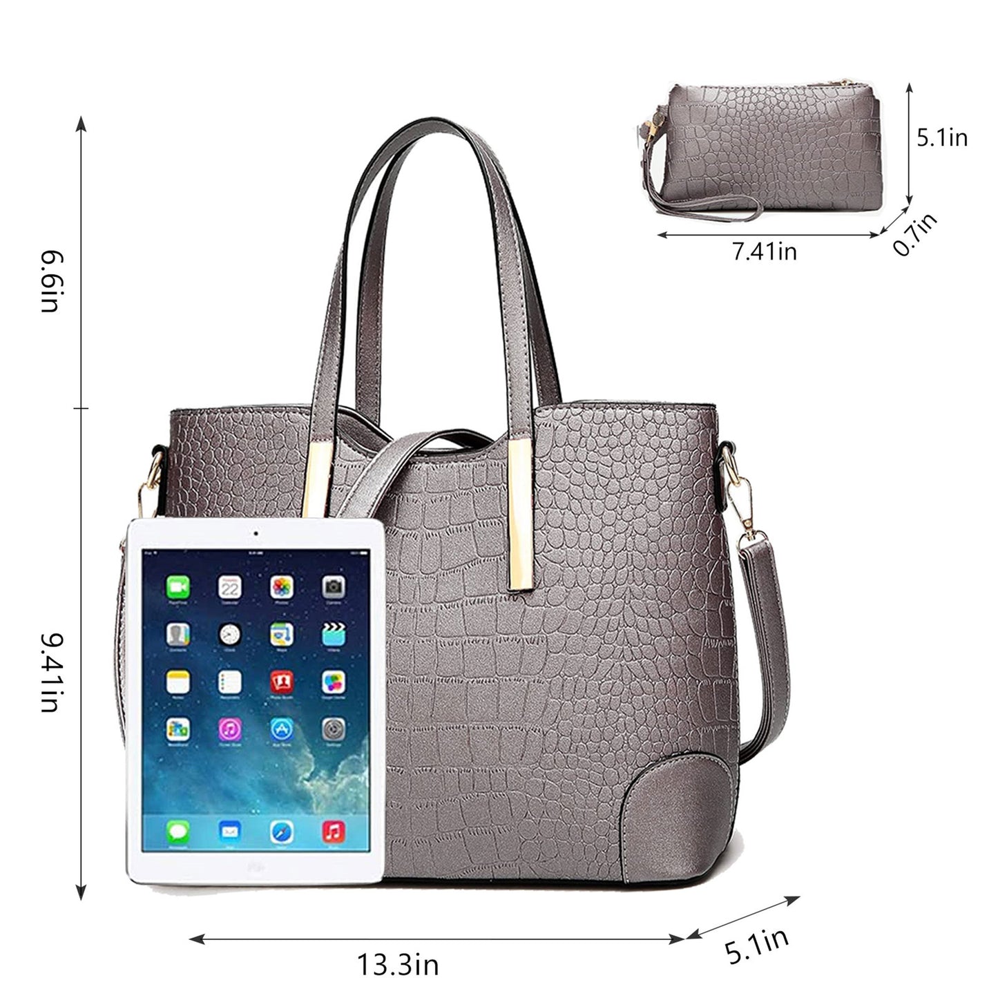 AICARE Women's 2-Piece Handbag Tote Bag Set with Matching Wallet