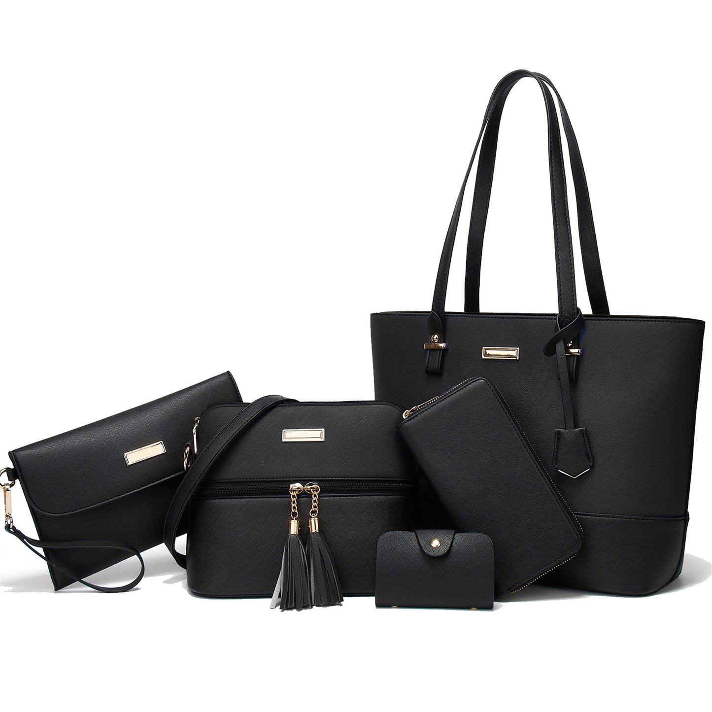 AICARE Purses for Women, 5 Piece Handbag Set with Satchel Tote Shoulder Bag and Wallet