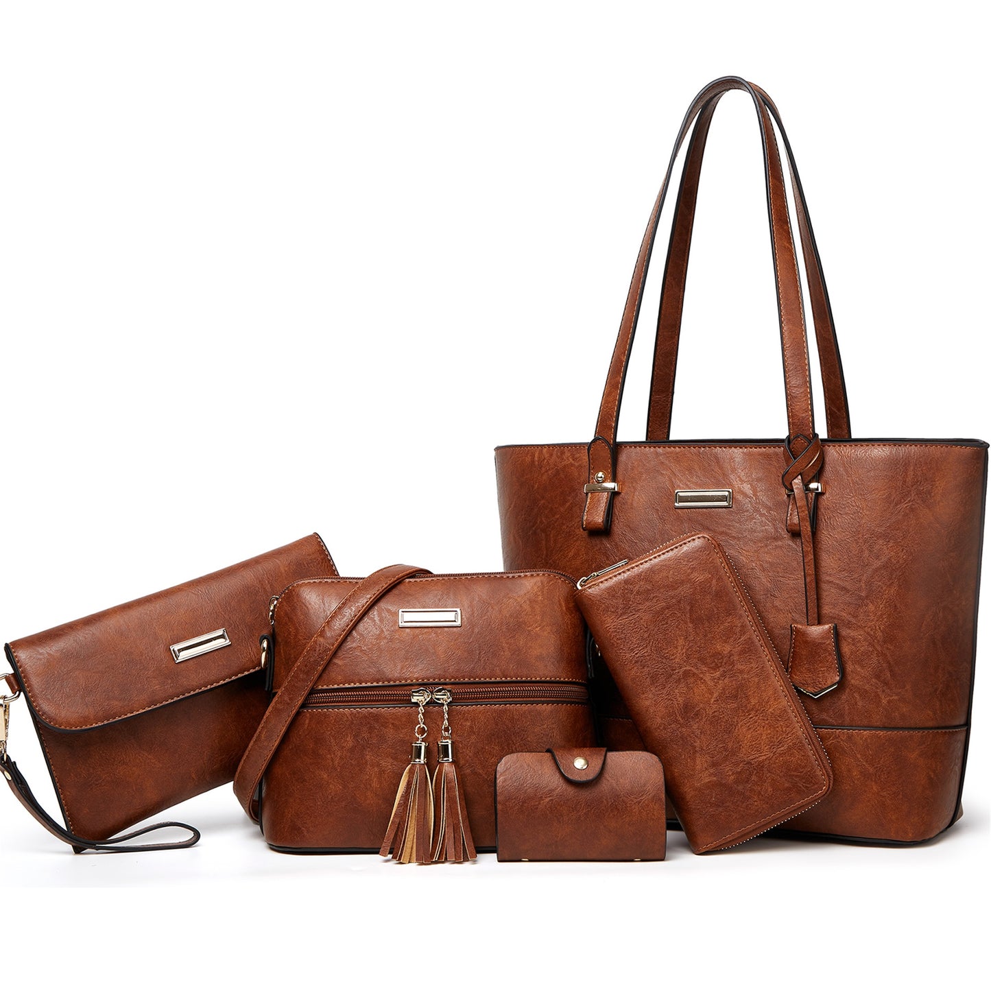 AICARE Purses for Women, 5 Piece Handbag Set with Satchel Tote Shoulder Bag and Wallet