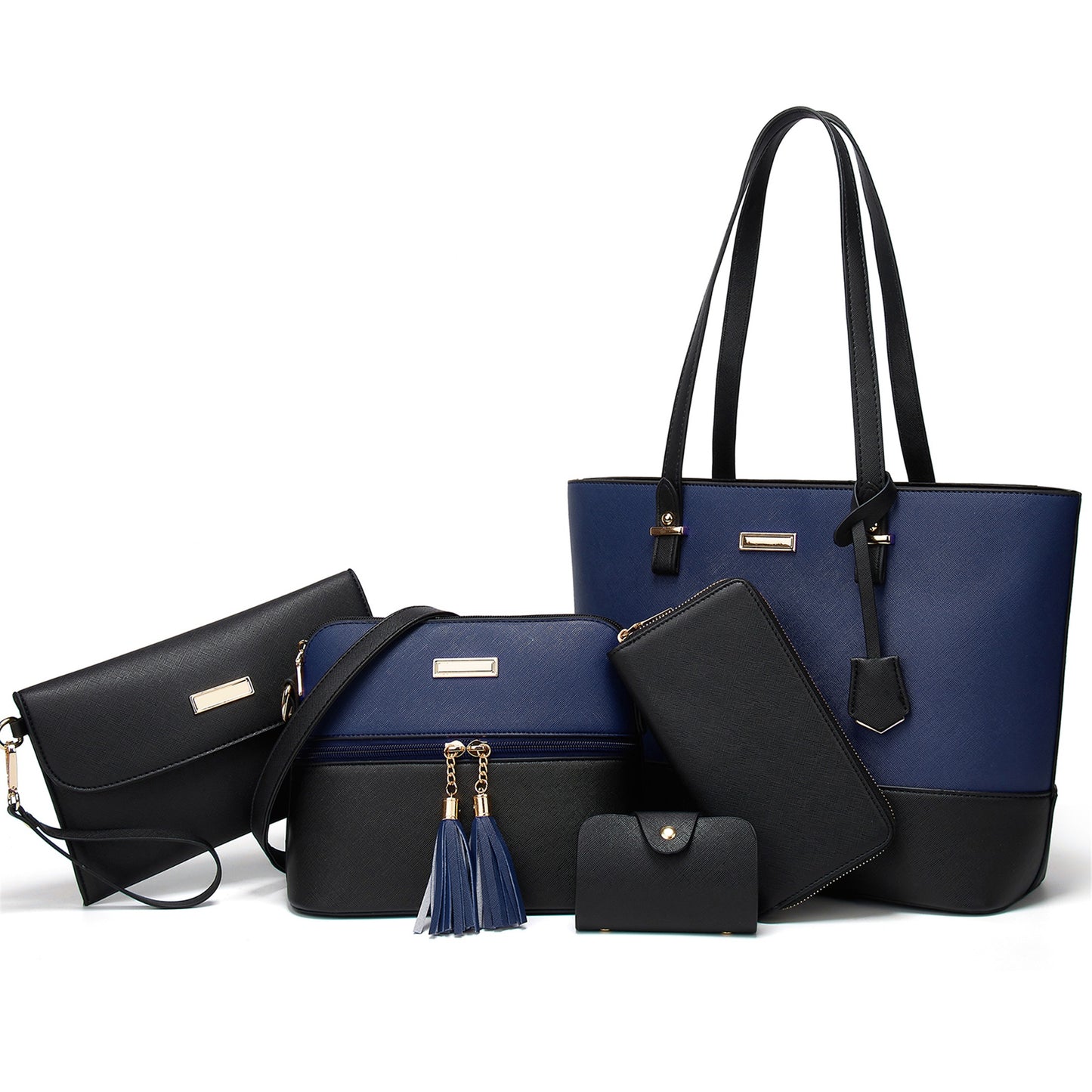 AICARE Purses for Women, 5 Piece Handbag Set with Satchel Tote Shoulder Bag and Wallet