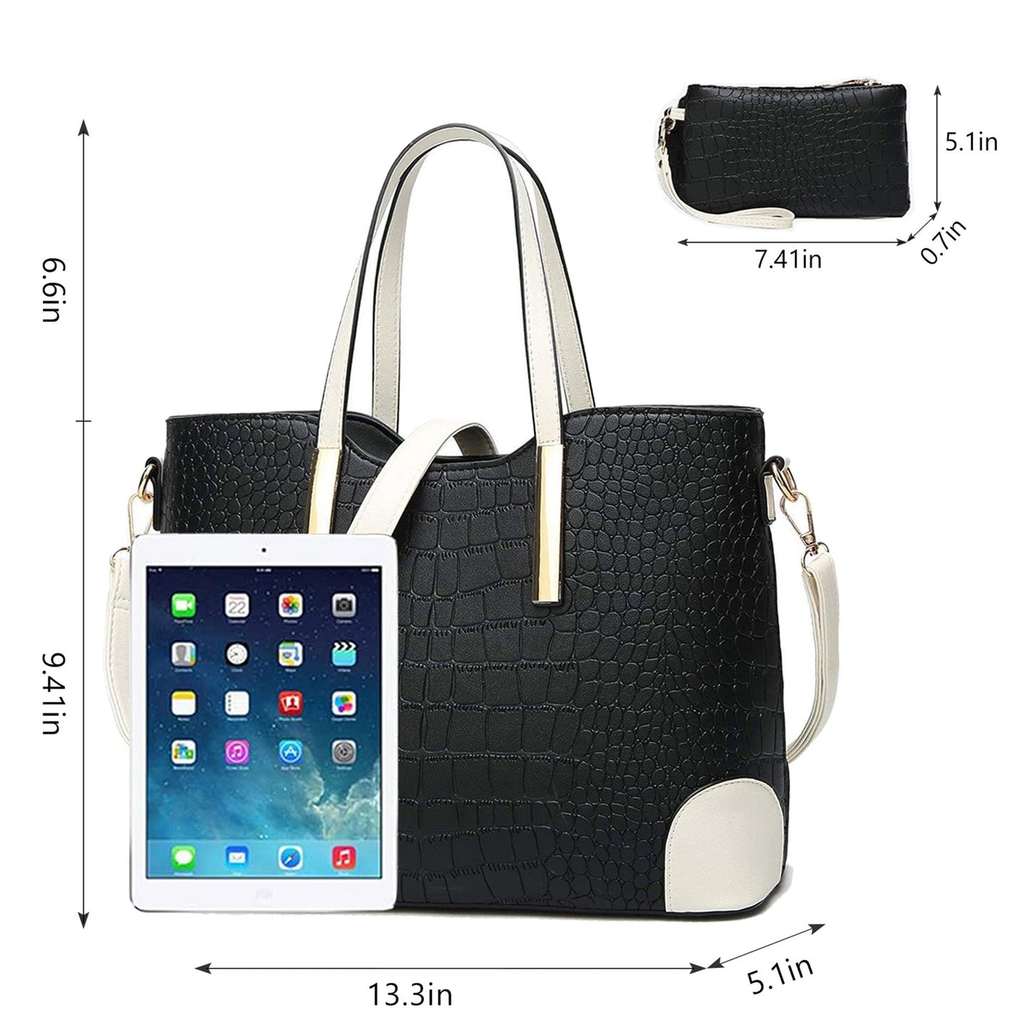 AICARE Women's 2-Piece Handbag Tote Bag Set with Matching Wallet