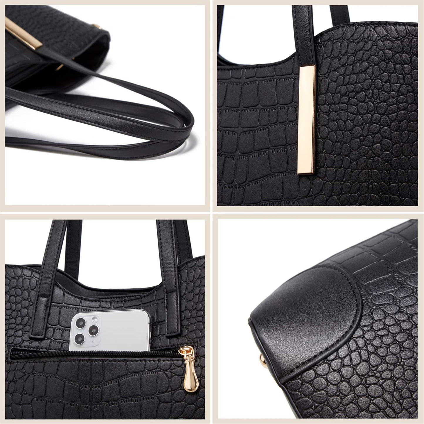 AICARE Women Satchel Handbag 2 Piece Set, Shoulder Tote Purse with Matching Wallet