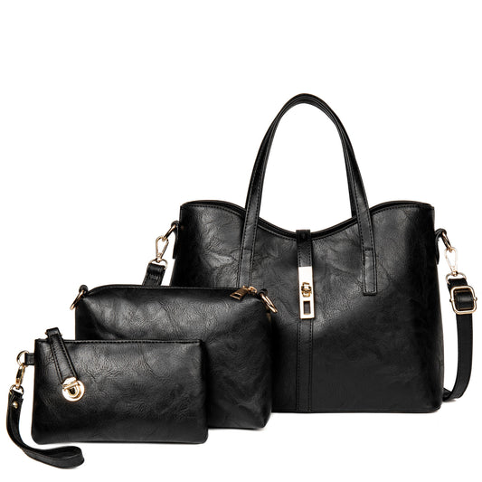 AICARE Women's 3-Piece Handbag Set, Satchel Shoulder Tote Bag with Wallet Purse