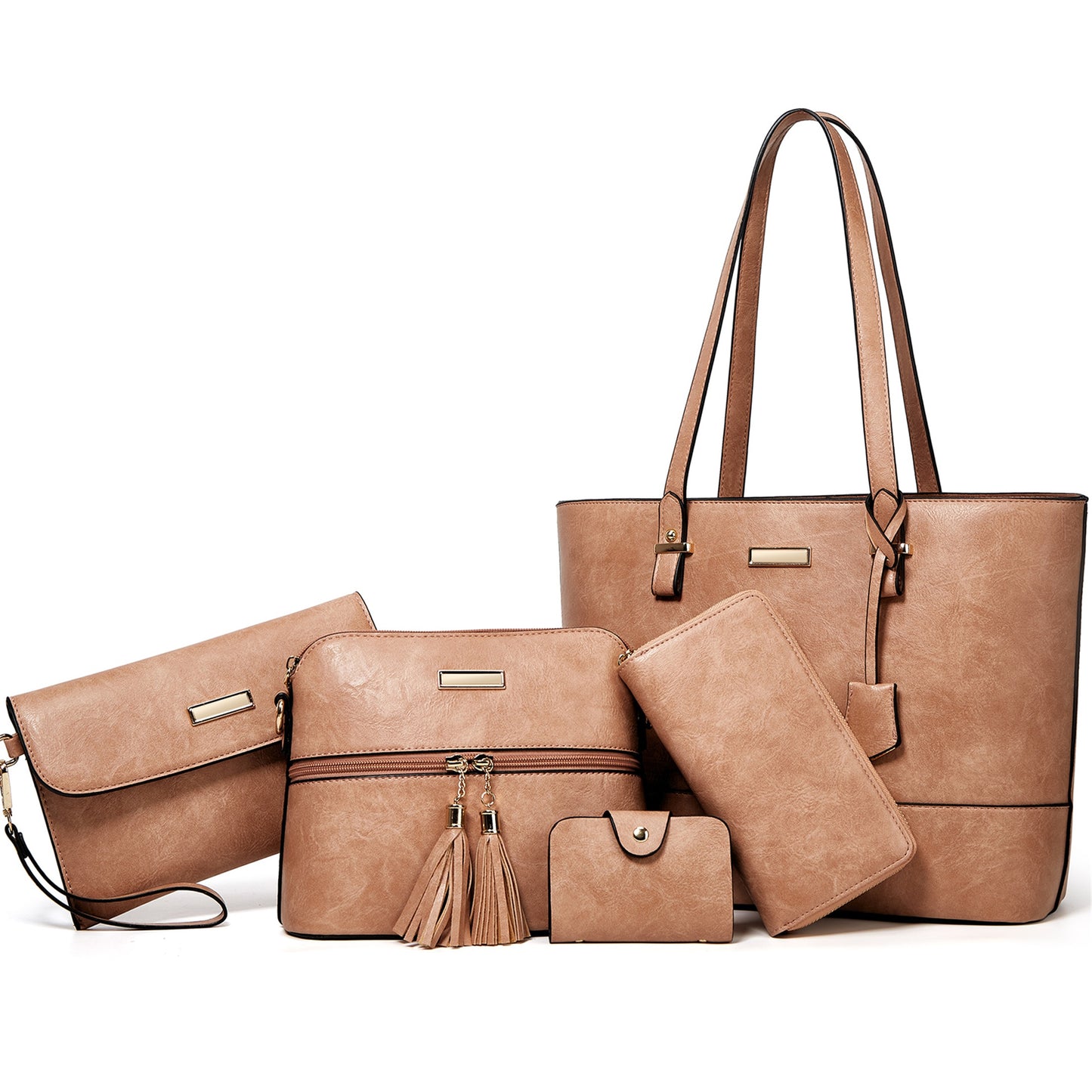 AICARE Purses for Women, 5 Piece Handbag Set with Satchel Tote Shoulder Bag and Wallet