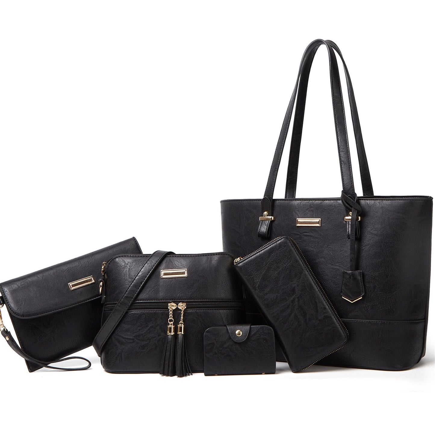 AICARE Purses for Women, 5 Piece Handbag Set with Satchel Tote Shoulder Bag and Wallet