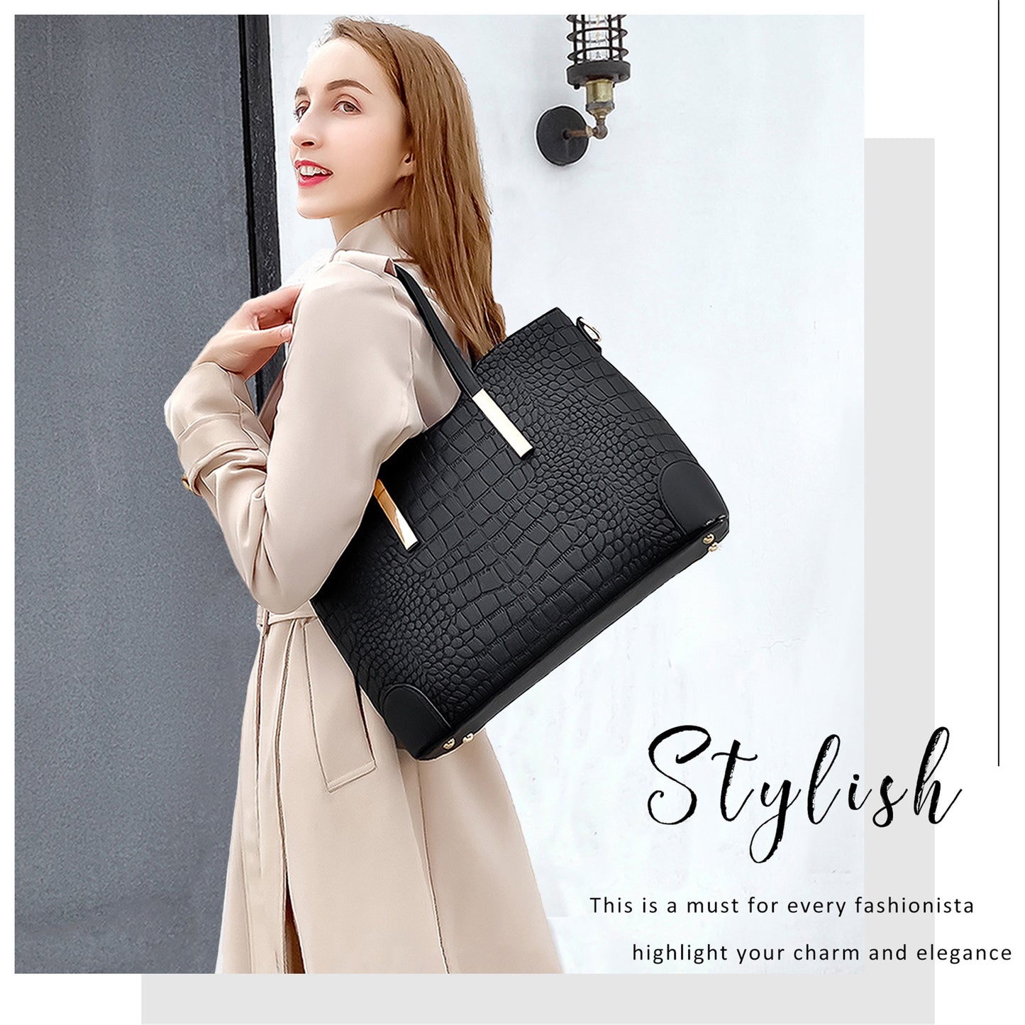 AICARE Women's 2-Piece Handbag Tote Bag Set with Matching Wallet