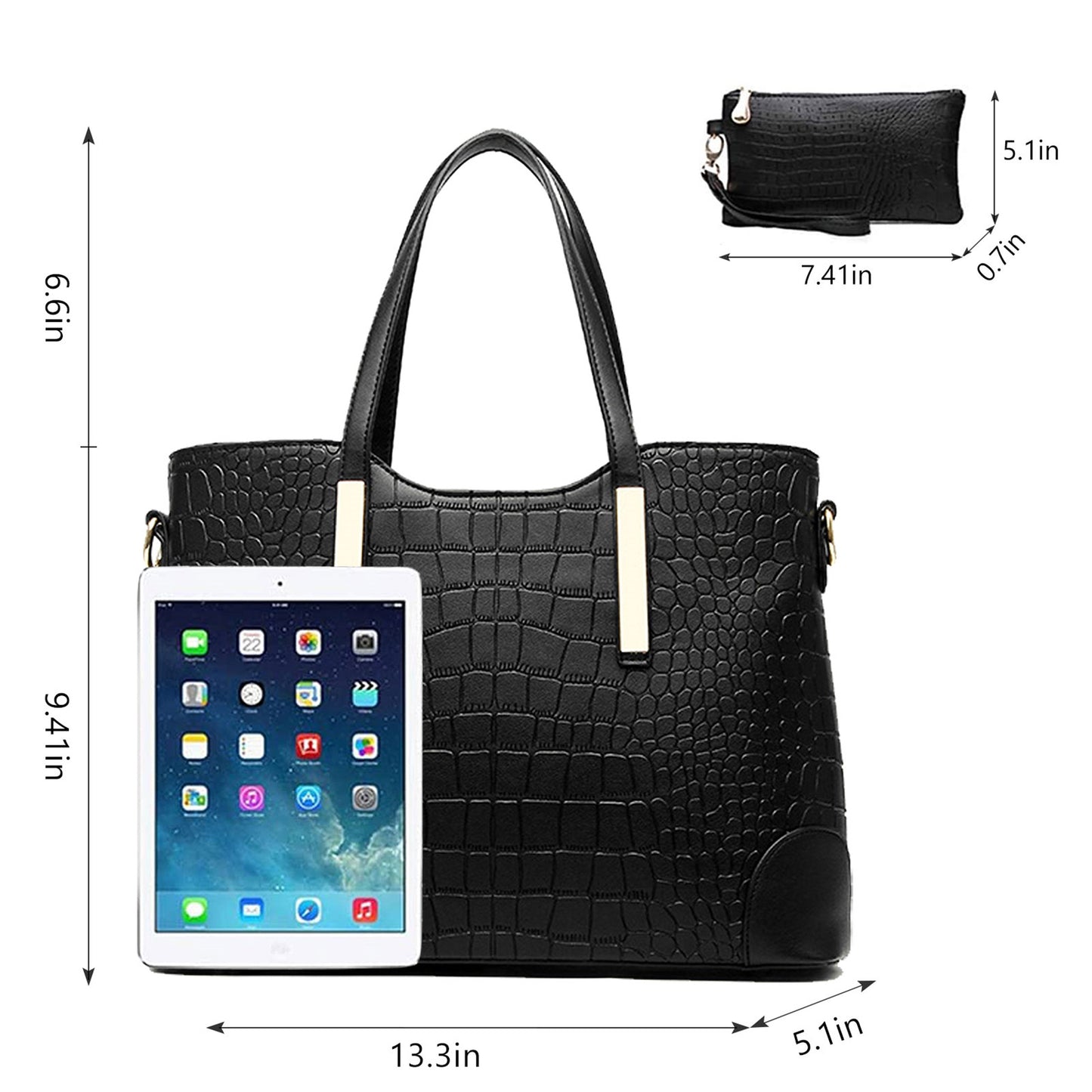 AICARE Women's 2-Piece Handbag Tote Bag Set with Matching Wallet