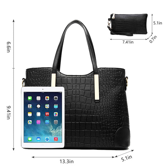 AICARE Women's 2-Piece Handbag Tote Bag Set with Matching Wallet