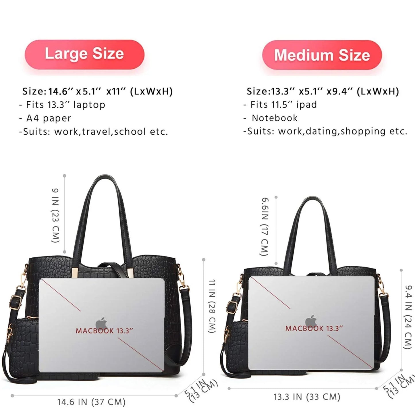 AICARE Women Satchel Handbag 2 Piece Set, Shoulder Tote Purse with Matching Wallet