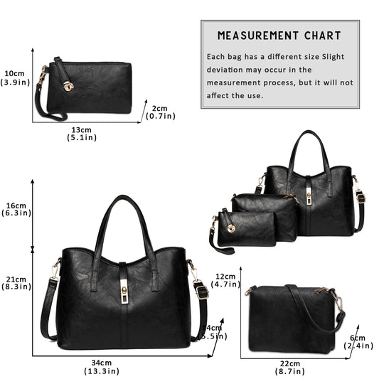 AICARE Women's 3-Piece Handbag Set, Satchel Shoulder Tote Bag with Wallet Purse