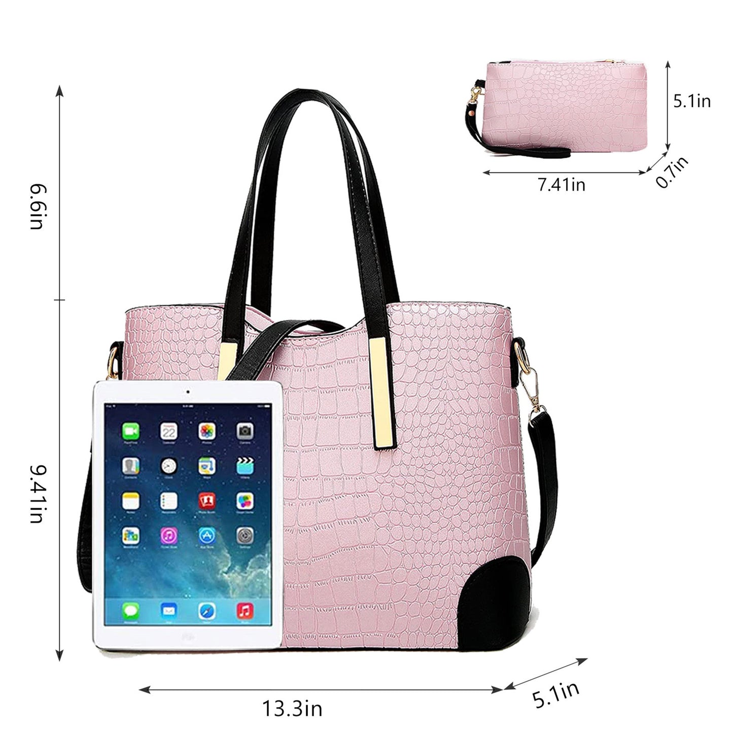 AICARE Women's 2-Piece Handbag Tote Bag Set with Matching Wallet