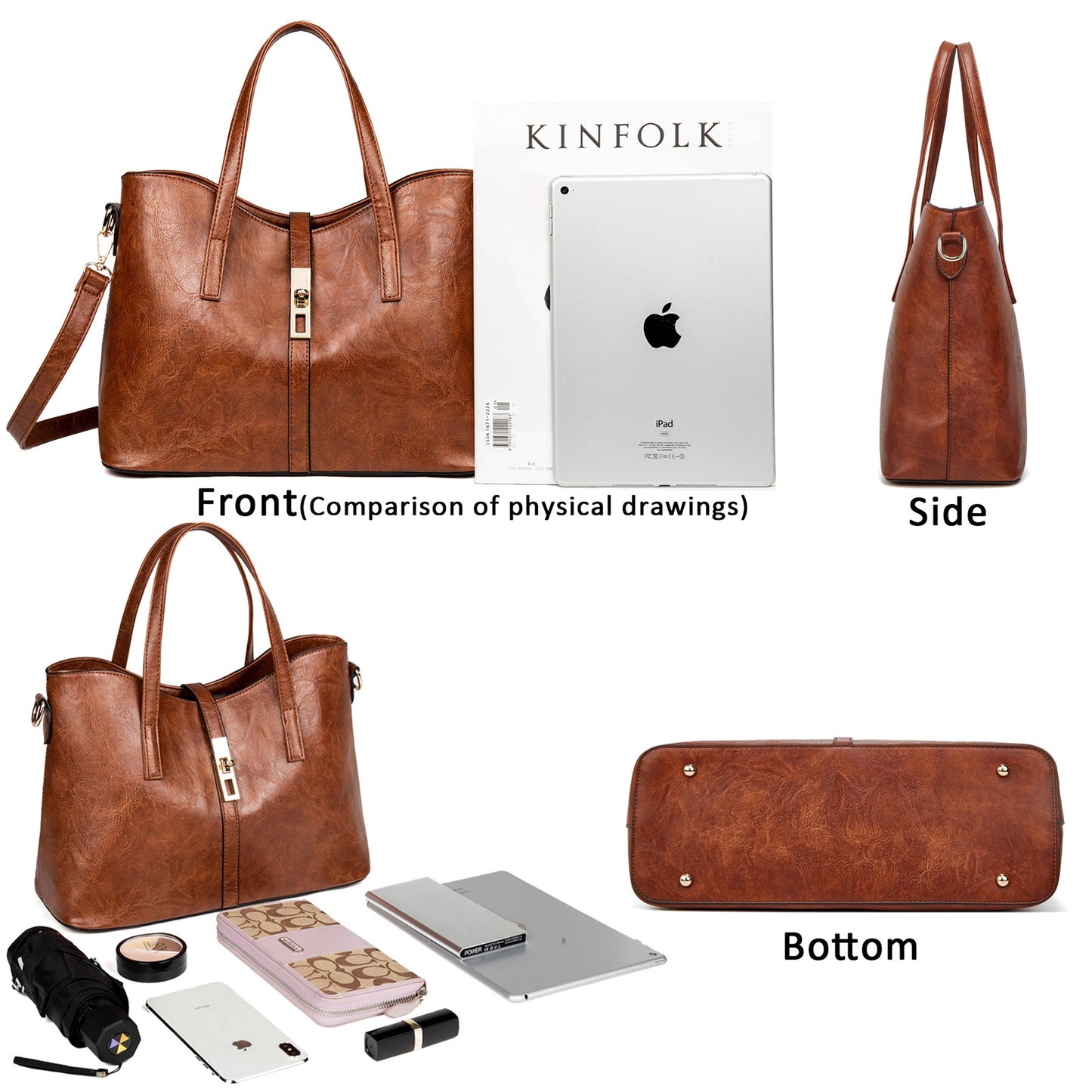 AICARE Women's 3-Piece Handbag Set, Satchel Shoulder Tote Bag with Wallet Purse