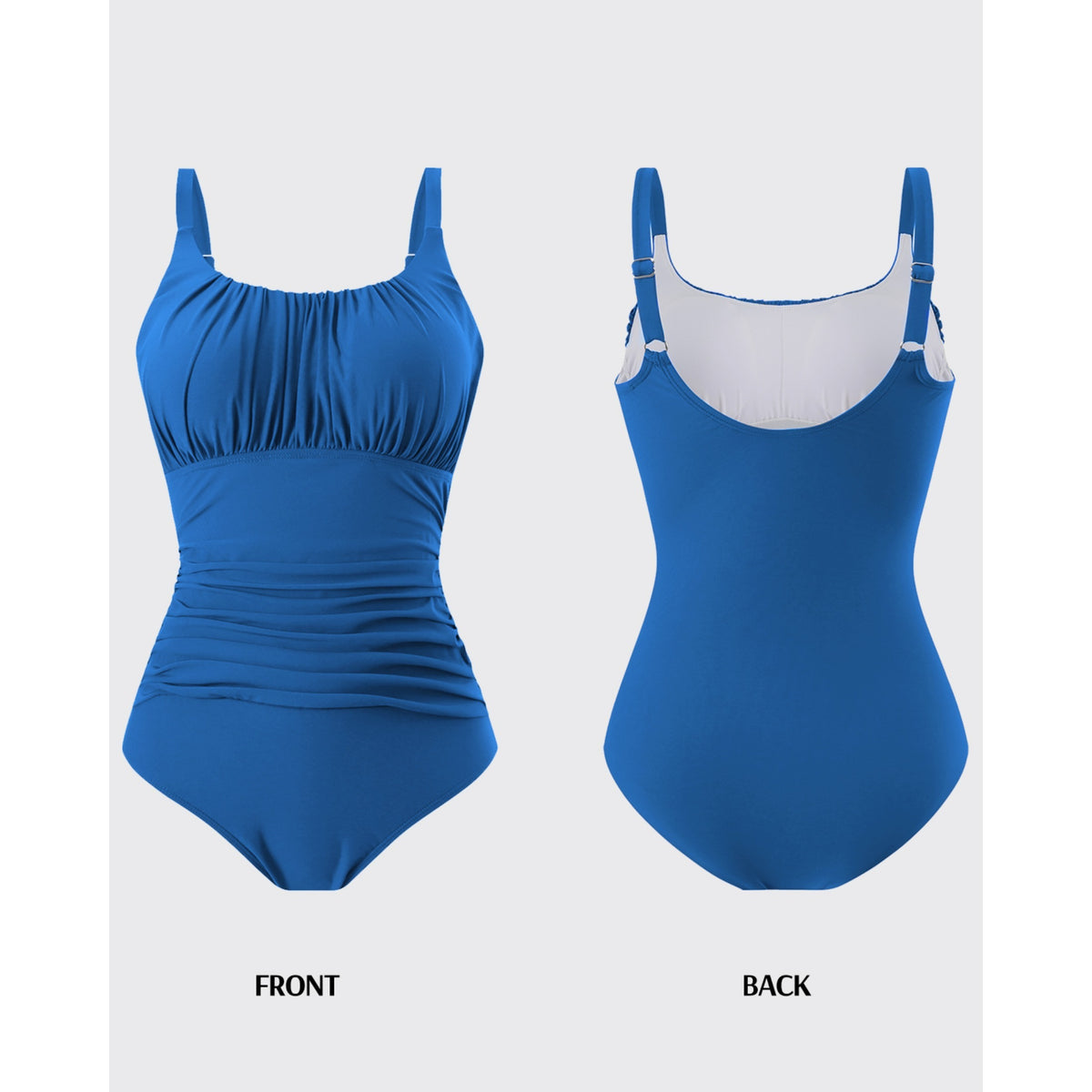 AICARE Women's One Piece Swimsuit Ruched Tummy Control Square Neck Bathing Suits